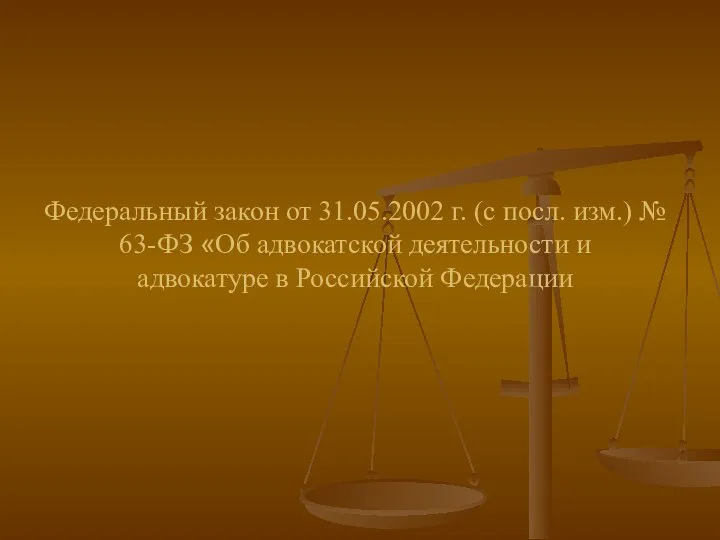 Федеральный закон от 31.05.2002 г. (с посл. изм.) № 63-ФЗ «Об