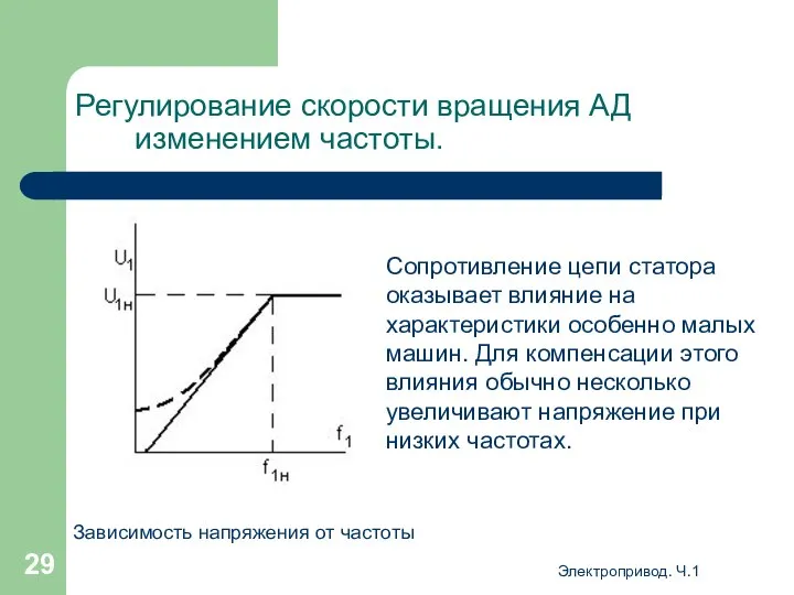 Электропривод. Ч.1 Регулирование скорости вращения АД изменением частоты. Сопротивление цепи статора