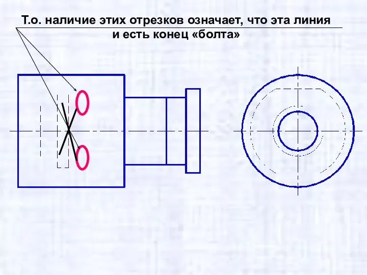 Т.о. наличие этих отрезков означает, что эта линия и есть конец «болта»