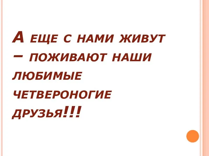 А еще с нами живут – поживают наши любимые четвероногие друзья!!!