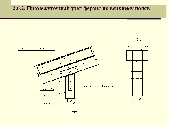 2.6.2. Промежуточный узел фермы по верхнему поясу.