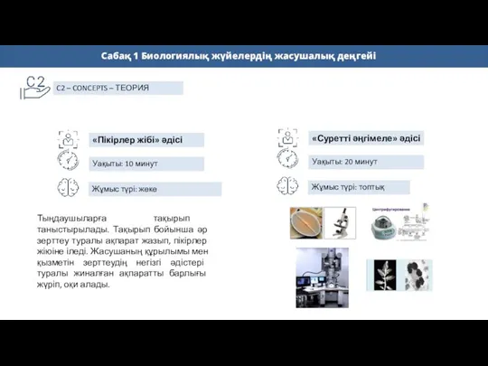 C2 – CONCEPTS – ТЕОРИЯ «Пікірлер жібі» әдісі Уақыты: 10 минут