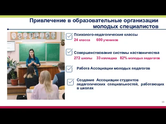 Психолого-педагогические классы Привлечение в образовательные организации молодых специалистов 24 класса Совершенствование