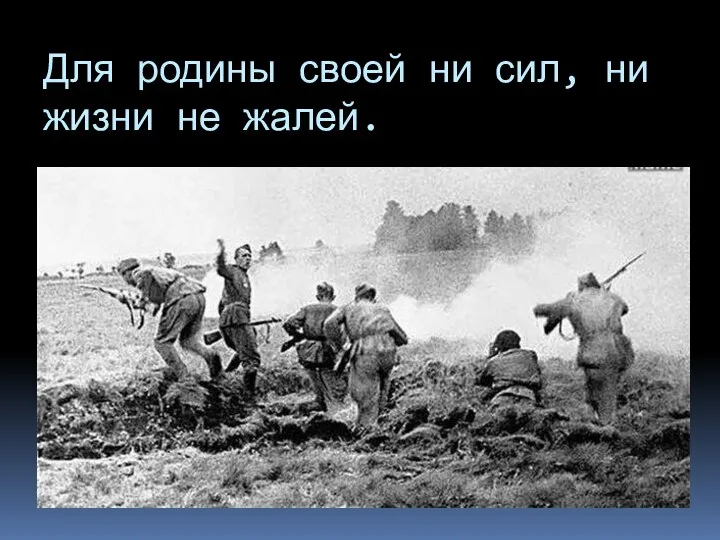 Для родины своей ни сил, ни жизни не жалей.