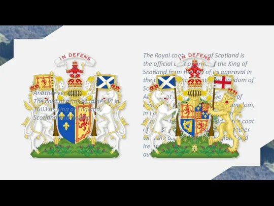 The Royal coat of arms of Scotland is the official coat