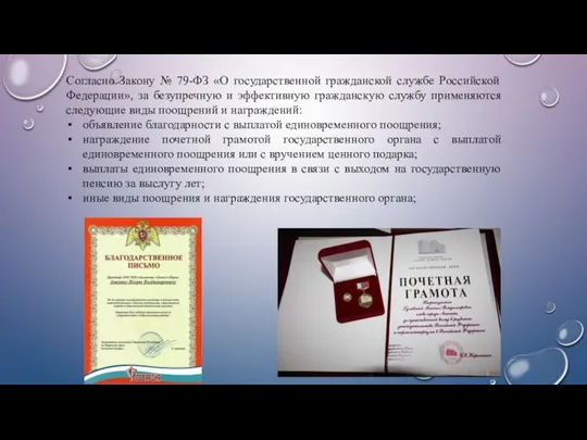 Согласно Закону № 79-ФЗ «О государственной гражданской службе Российской Федерации», за