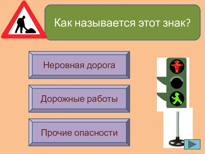 Как называется этот знак? Неровная дорога Дорожные работы Прочие опасности