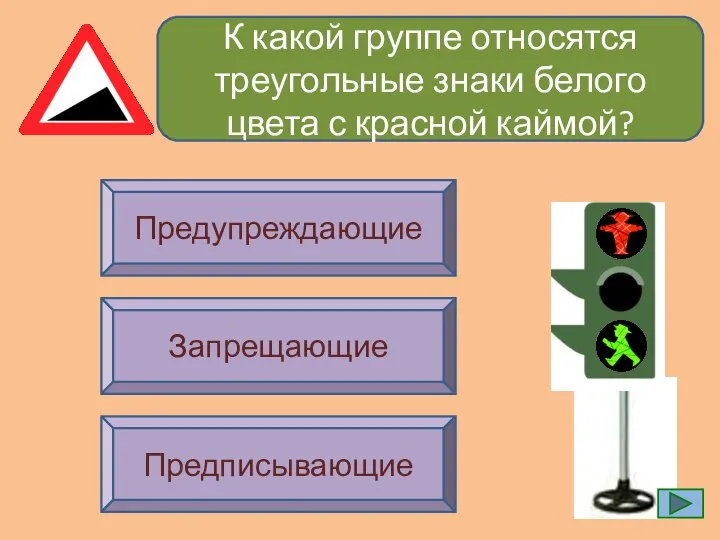 К какой группе относятся треугольные знаки белого цвета с красной каймой? Предупреждающие Запрещающие Предписывающие