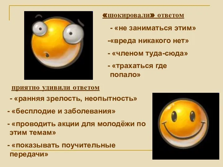 «шокировали» ответом - «не заниматься этим» «вреда никакого нет» «членом туда-сюда»