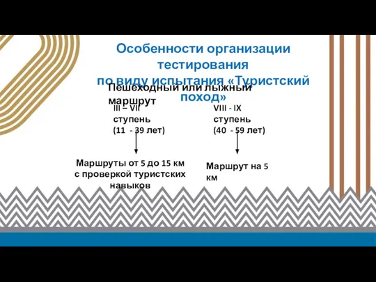 Особенности организации тестирования по виду испытания «Туристский поход» Пешеходный или лыжный