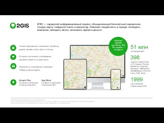 2ГИС — городской информационный сервис, объединяющий бесплатный справочник, точную карту, товарный