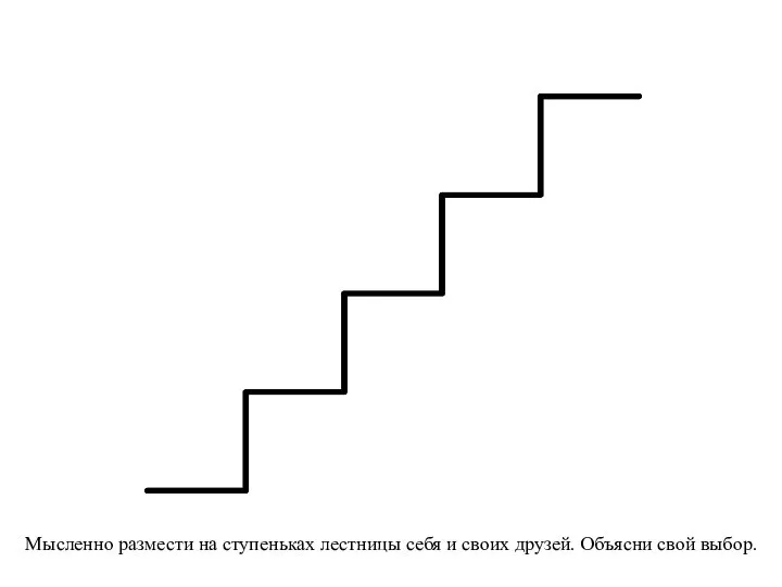 Мысленно размести на ступеньках лестницы себя и своих друзей. Объясни свой выбор.