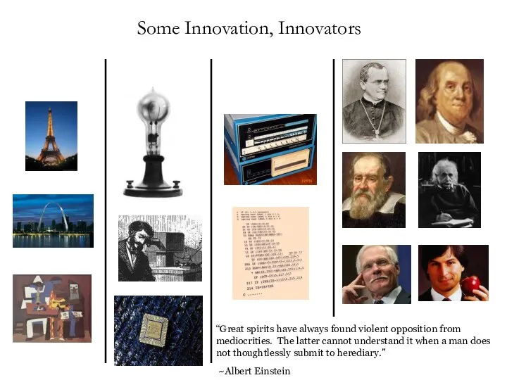 Some Innovation, Innovators “Great spirits have always found violent opposition from