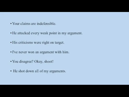 Your claims are indefensible. He attacked every weak point in my