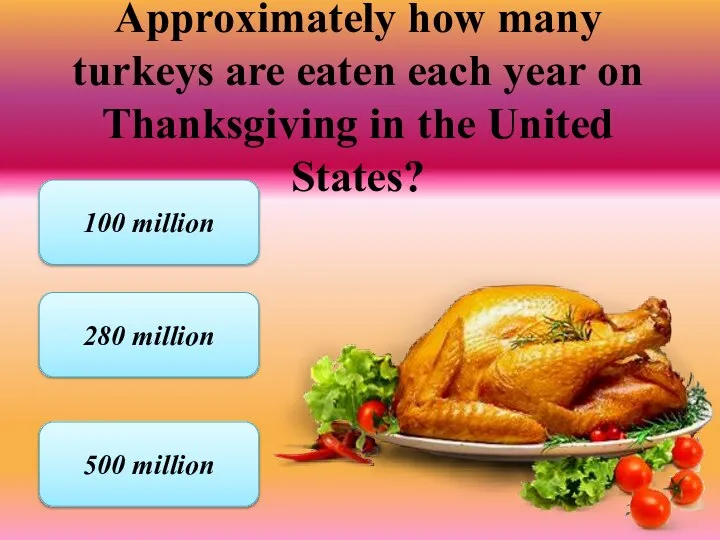 Approximately how many turkeys are eaten each year on Thanksgiving in