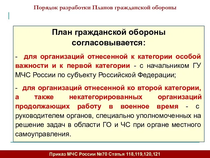 План гражданской обороны согласовывается: - для организаций отнесенной к категории особой