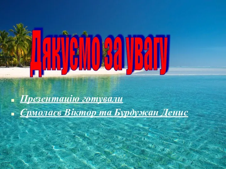 Презентацію готували Єрмолаєв Віктор та Бурдужан Денис Дякуємо за увагу