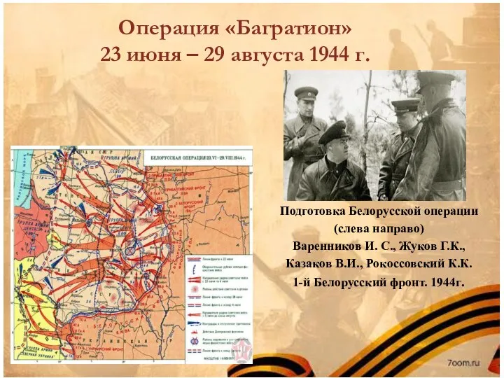 Операция «Багратион» 23 июня – 29 августа 1944 г. Подготовка Белорусской