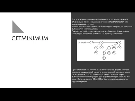 getMinimum Для нахождения минимального элемента надо найти элемент в списке корней