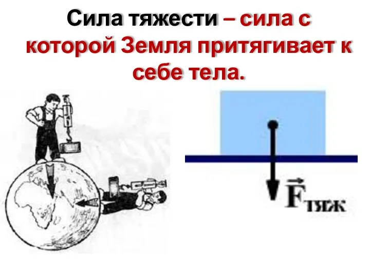 Сила тяжести – сила с которой Земля притягивает к себе тела.