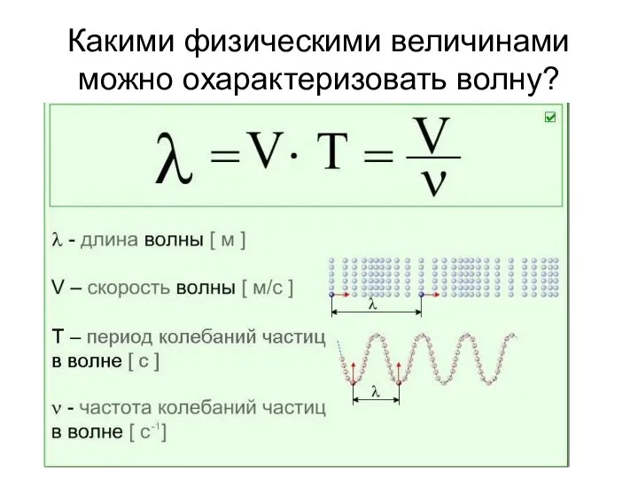 Какими физическими величинами можно охарактеризовать волну?