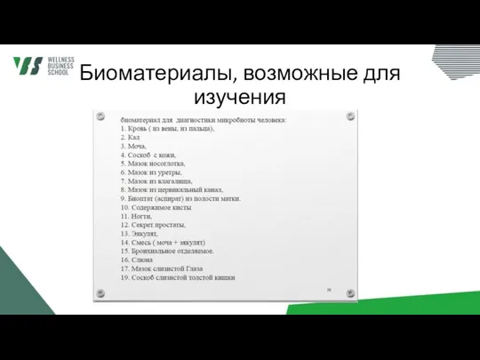 Биоматериалы, возможные для изучения