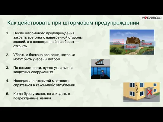 Как действовать при штормовом предупреждении После штормового предупреждения закрыть все окна