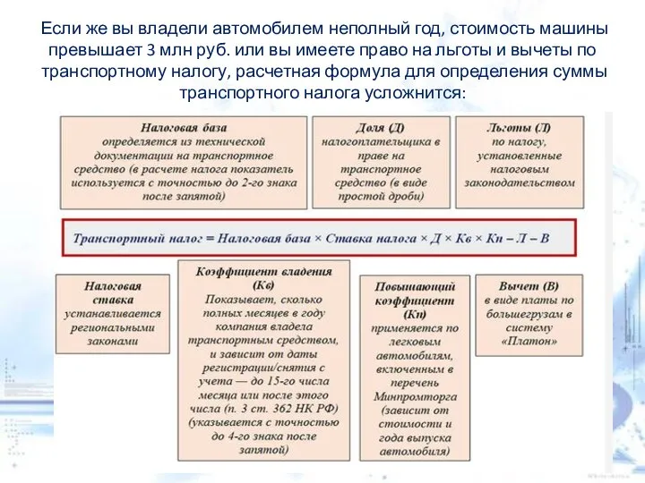 Если же вы владели автомобилем неполный год, стоимость машины превышает 3