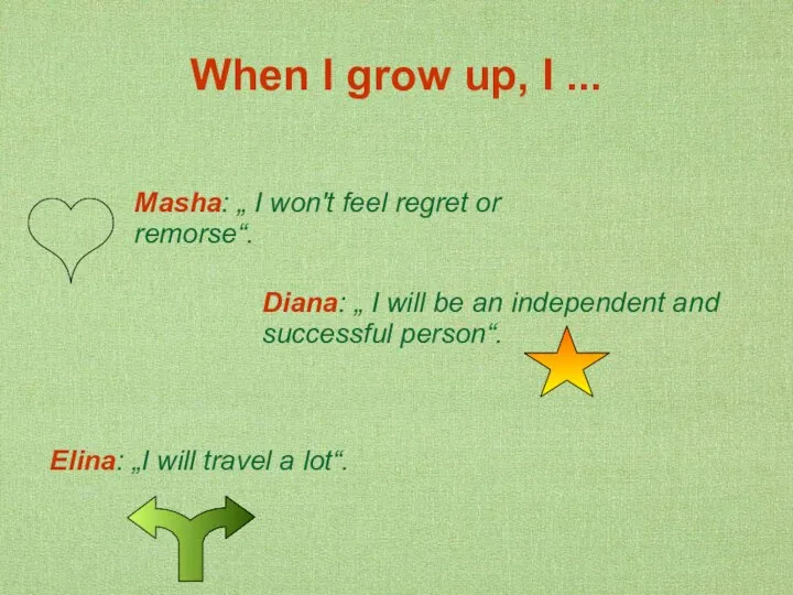 When I grow up, I ... Masha: „ I won't feel