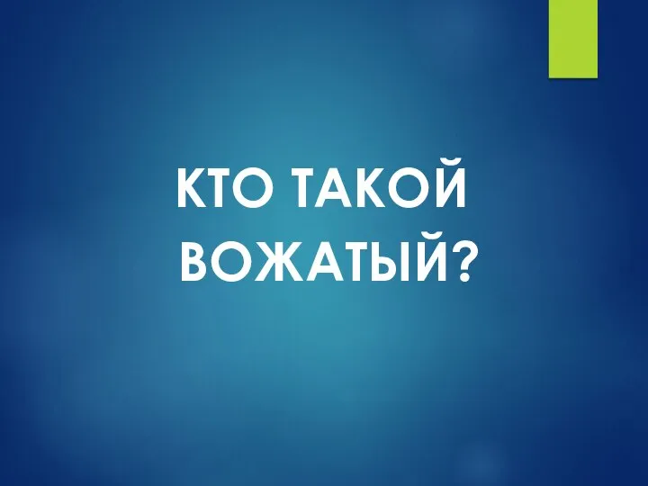 КТО ТАКОЙ ВОЖАТЫЙ?