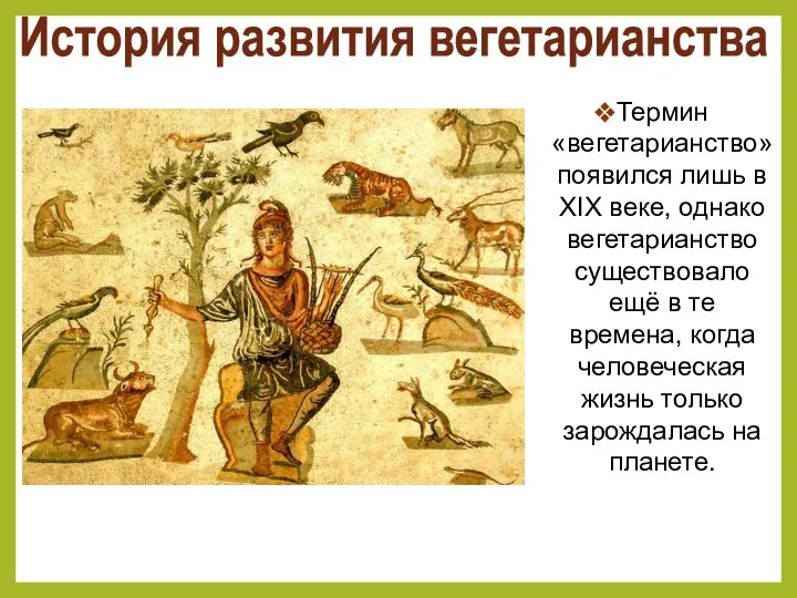 История развития вегетарианства Термин «вегетарианство» появился лишь в XIX веке, однако