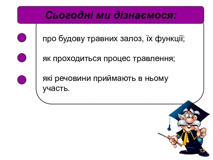 про будову травних залоз, їх функції; як проходиться процес травлення; які