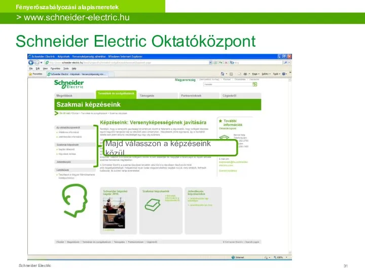 Schneider Electric Oktatóközpont > www.schneider-electric.hu