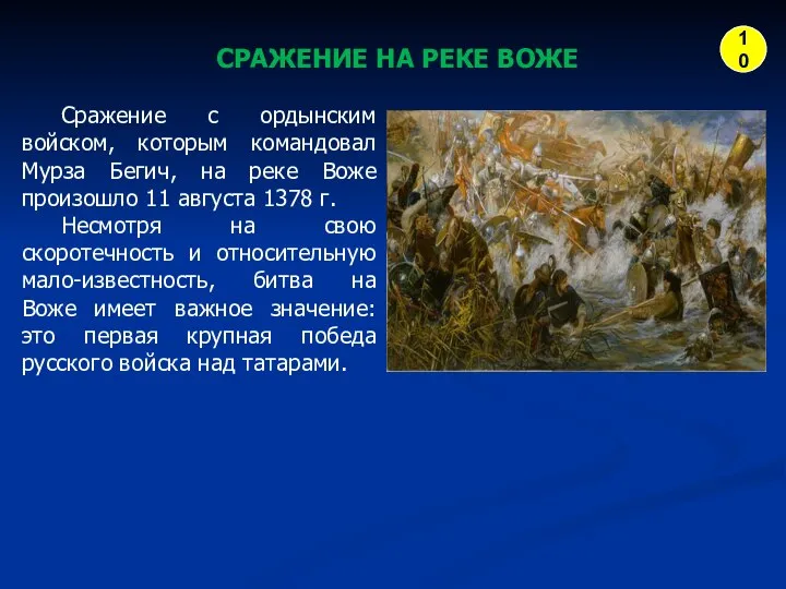 СРАЖЕНИЕ НА РЕКЕ ВОЖЕ Сражение с ордынским войском, которым командовал Мурза