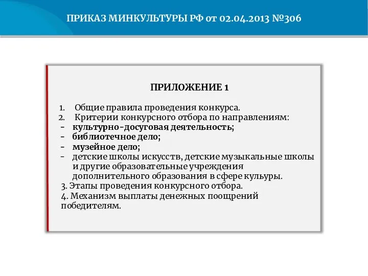 ПРИКАЗ МИНКУЛЬТУРЫ РФ от 02.04.2013 №306 ПРИЛОЖЕНИЕ 1 Общие правила проведения