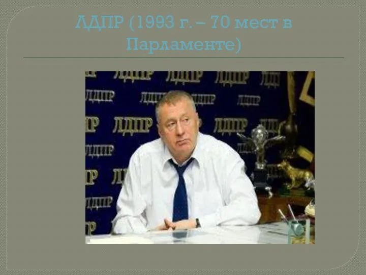 ЛДПР (1993 г. – 70 мест в Парламенте)