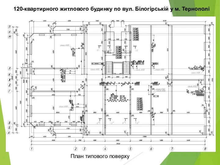 120-квартирного житлового будинку по вул. Білогірській у м. Тернополі План типового поверху