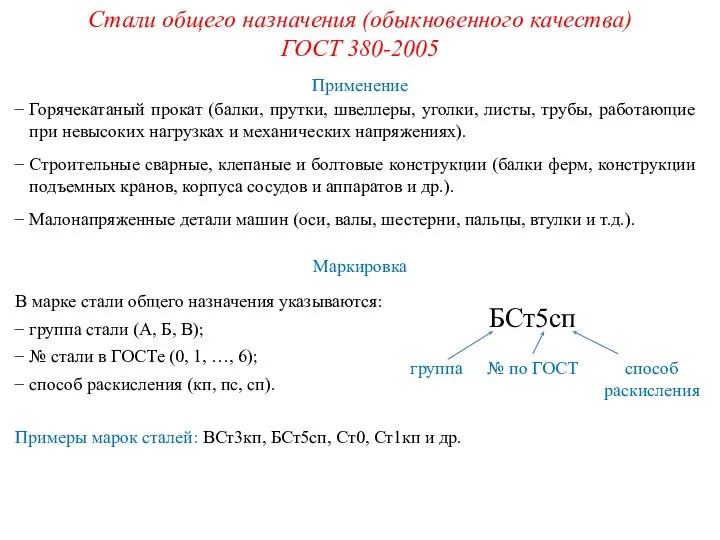 Горячекатаный прокат (балки, прутки, швеллеры, уголки, листы, трубы, работающие при невысоких