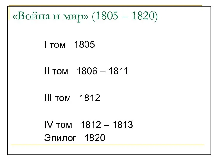 «Война и мир» (1805 – 1820) I том 1805 II том