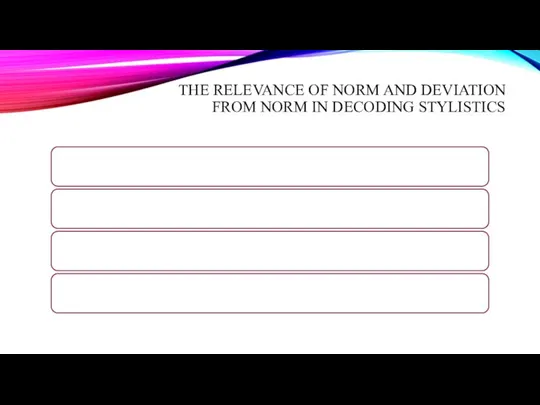 THE RELEVANCE OF NORM AND DEVIATION FROM NORM IN DECODING STYLISTICS