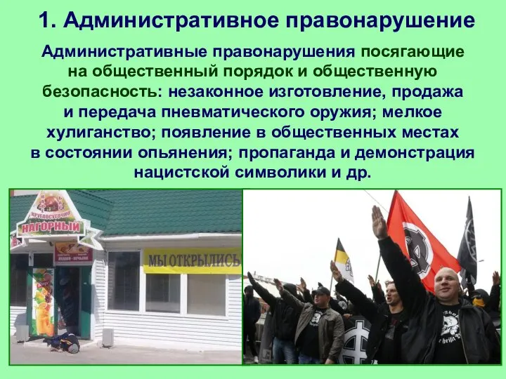 1. Административное правонарушение Административные правонарушения посягающие на общественный порядок и общественную