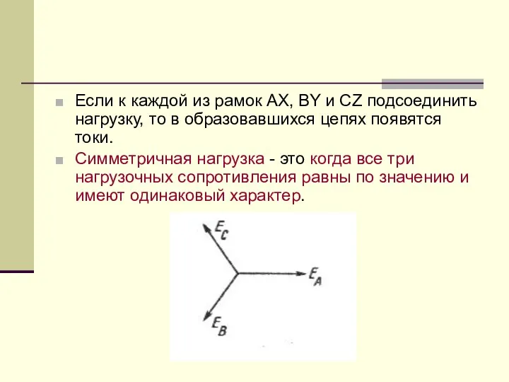 Если к каждой из рамок АХ, ВY и СZ подсоединить нагрузку,