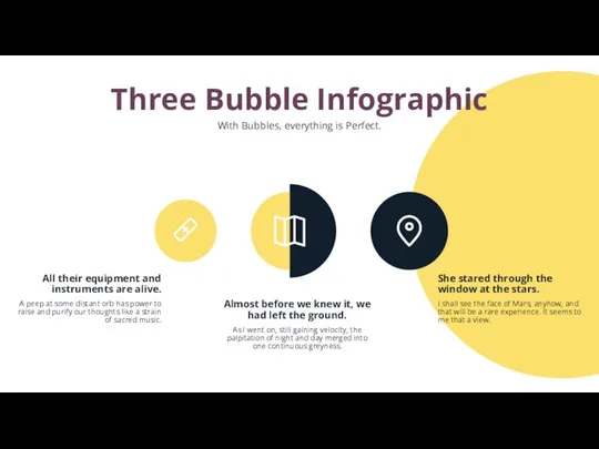 Three Bubble Infographic With Bubbles, everything is Perfect. All their equipment