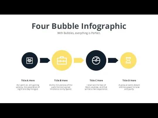 Four Bubble Infographic With Bubbles, everything is Perfect. Title A Here