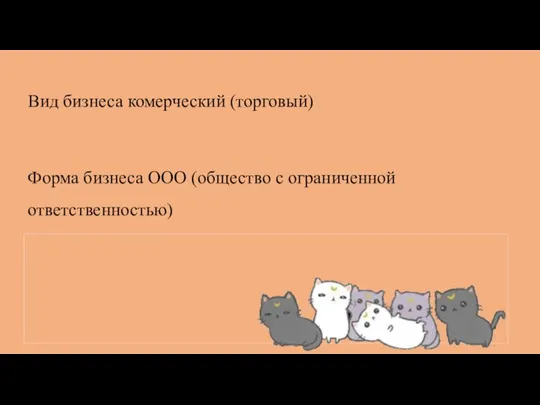 Вид бизнеса комерческий (торговый) Форма бизнеса ООО (общество с ограниченной ответственностью)