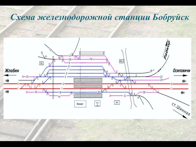 Схема железнодорожной станции Бобруйск