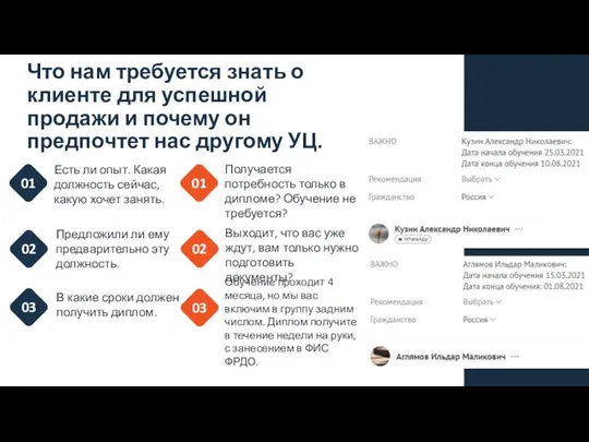 Что нам требуется знать о клиенте для успешной продажи и почему