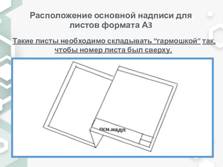 Расположение основной надписи для листов формата А3 Такие листы необходимо складывать