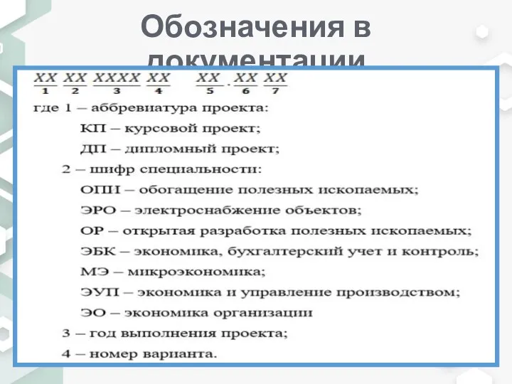 Обозначения в документации