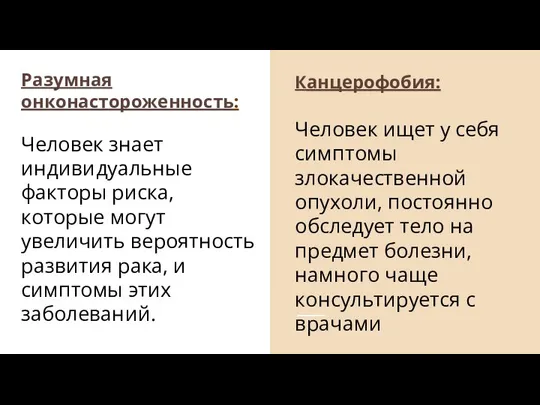 Разумная онконастороженность: Человек знает индивидуальные факторы риска, которые могут увеличить вероятность